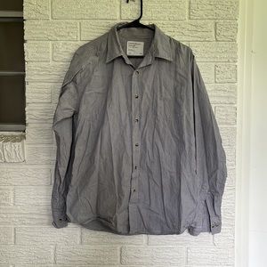 Wrangler Men’s Grey and White Striped Button Down